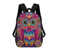 sinyumoney Sac À Dos Imprimé En 3D 17inch Colorful Owl Art Print-3 Sac D'école Léger Pour Enfants, Idéal Pour Les Voyages Et Les Cours, Pour Les Collégiens Et Collégiens