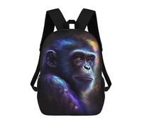 sinyumoney Sac À Dos Imprimé En 3D 17inch Cosmic Chimpanzee Portrait-2 Sac D'école Léger Pour Enfants, Idéal Pour Les Voyages Et Les Cours, Pour Les Collégiens Et Collégiens