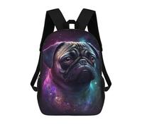 sinyumoney Sac À Dos Imprimé En 3D 17inch Cosmic Pug Portrait-9 Sac D'école Léger Pour Enfants, Idéal Pour Les Voyages Et Les Cours, Pour Les Collégiens Et Collégiens