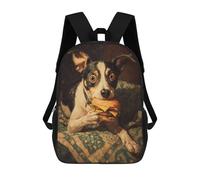 sinyumoney Sac À Dos Imprimé En 3D 17inch Dog Eating Cheeseburger Painting Sac D'école Léger Pour Enfants, Idéal Pour Les Voyages Et Les Cours, Pour Les Collégiens Et Collégiens