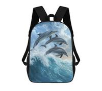 sinyumoney Sac À Dos Imprimé En 3D 17inch Dolphins Leaping Wave Sac D'école Léger Pour Enfants, Idéal Pour Les Voyages Et Les Cours, Pour Les Collégiens Et Collégiens