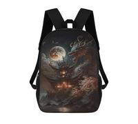 sinyumoney Sac À Dos Imprimé En 3D 17inch Dragon Temple Moonlit Night Sac D'école Léger Pour Enfants, Idéal Pour Les Voyages Et Les Cours, Pour Les Collégiens Et Collégiens