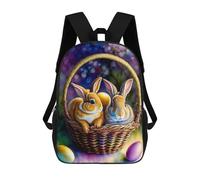 sinyumoney Sac À Dos Imprimé En 3D 17inch Easter Basket with Bunnies Sac D'école Léger Pour Enfants, Idéal Pour Les Voyages Et Les Cours, Pour Les Collégiens Et Collégiens