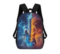 sinyumoney Sac À Dos Imprimé En 3D 17inch Electric Guitar with Fire And Ice Effect Sac D'école Léger Pour Enfants, Idéal Pour Les Voyages Et Les Cours, Pour Les Collégiens Et Collégiens
