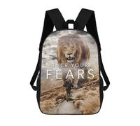 sinyumoney Sac À Dos Imprimé En 3D 17inch Face Your Fears Vs Lion Sac D'école Léger Pour Enfants, Idéal Pour Les Voyages Et Les Cours, Pour Les Collégiens Et Collégiens