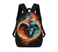 sinyumoney Sac À Dos Imprimé En 3D 17inch Fire & Ice Ram Art Print Sac D'école Léger Pour Enfants, Idéal Pour Les Voyages Et Les Cours, Pour Les Collégiens Et Collégiens