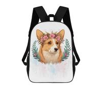 sinyumoney Sac À Dos Imprimé En 3D 17inch Flower Corgi Watercolor Sac D'école Léger Pour Enfants, Idéal Pour Les Voyages Et Les Cours, Pour Les Collégiens Et Collégiens