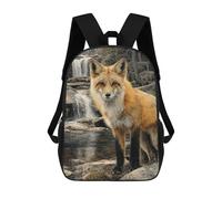 sinyumoney Sac À Dos Imprimé En 3D 17inch Fox by Waterfall Landscape-1 Sac D'école Léger Pour Enfants, Idéal Pour Les Voyages Et Les Cours, Pour Les Collégiens Et Collégiens