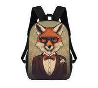 sinyumoney Sac À Dos Imprimé En 3D 17inch Fox in Suit Animal Art Sac D'école Léger Pour Enfants, Idéal Pour Les Voyages Et Les Cours, Pour Les Collégiens Et Collégiens