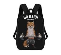 sinyumoney Sac À Dos Imprimé En 3D 17inch Fox Weightlifting Sac D'école Léger Pour Enfants, Idéal Pour Les Voyages Et Les Cours, Pour Les Collégiens Et Collégiens