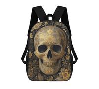 sinyumoney Sac À Dos Imprimé En 3D 17inch Gilded Skull Art Print Sac D'école Léger Pour Enfants, Idéal Pour Les Voyages Et Les Cours, Pour Les Collégiens Et Collégiens