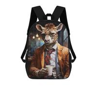 sinyumoney Sac À Dos Imprimé En 3D 17inch Giraffe in Suit Holding Coffee Cup Sac D'école Léger Pour Enfants, Idéal Pour Les Voyages Et Les Cours, Pour Les Collégiens Et Collégiens