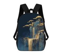 sinyumoney Sac À Dos Imprimé En 3D 17inch Golden Mountain Waterfall Art Print Sac D'école Léger Pour Enfants, Idéal Pour Les Voyages Et Les Cours, Pour Les Collégiens Et Collégiens