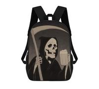 sinyumoney Sac À Dos Imprimé En 3D 17inch Grim Reaper with Beer Sac D'école Léger Pour Enfants, Idéal Pour Les Voyages Et Les Cours, Pour Les Collégiens Et Collégiens