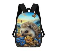 sinyumoney Sac À Dos Imprimé En 3D 17inch Hedgehog in A Field of Flowers Sac D'école Léger Pour Enfants, Idéal Pour Les Voyages Et Les Cours, Pour Les Collégiens Et Collégiens