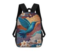 sinyumoney Sac À Dos Imprimé En 3D 17inch Hummingbird in Flight with Flowers Sac D'école Léger Pour Enfants, Idéal Pour Les Voyages Et Les Cours, Pour Les Collégiens Et Collégiens