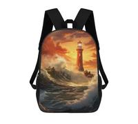 sinyumoney Sac À Dos Imprimé En 3D 17inch Lighthouse in Stormy Seas Sac D'école Léger Pour Enfants, Idéal Pour Les Voyages Et Les Cours, Pour Les Collégiens Et Collégiens