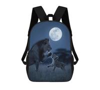 sinyumoney Sac À Dos Imprimé En 3D 17inch Lion Cub Playing Moonlight Sac D'école Léger Pour Enfants, Idéal Pour Les Voyages Et Les Cours, Pour Les Collégiens Et Collégiens