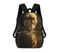 sinyumoney Sac À Dos Imprimé En 3D 17inch Lion Vs Crocodile Jungle Showdown-1 Sac D'école Léger Pour Enfants, Idéal Pour Les Voyages Et Les Cours, Pour Les Collégiens Et Collégiens