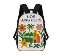 sinyumoney Sac À Dos Imprimé En 3D 17inch Los Angeles And Hollywood Illustration Sac D'école Léger Pour Enfants, Idéal Pour Les Voyages Et Les Cours, Pour Les Collégiens Et Collégiens