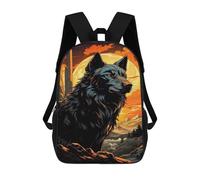 sinyumoney Sac À Dos Imprimé En 3D 17inch Majestic Black Wolf Moon Sac D'école Léger Pour Enfants, Idéal Pour Les Voyages Et Les Cours, Pour Les Collégiens Et Collégiens