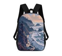 sinyumoney Sac À Dos Imprimé En 3D 17inch Pacific Cliffs Pixel Art Sac D'école Léger Pour Enfants, Idéal Pour Les Voyages Et Les Cours, Pour Les Collégiens Et Collégiens