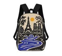 sinyumoney Sac À Dos Imprimé En 3D 17inch Paris, France Illustration with Eiffel Tower Sac D'école Léger Pour Enfants, Idéal Pour Les Voyages Et Les Cours, Pour Les Collégiens Et Collégiens