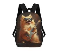 sinyumoney Sac À Dos Imprimé En 3D 17inch Pomeranian Playing Guitar Art Print Sac D'école Léger Pour Enfants, Idéal Pour Les Voyages Et Les Cours, Pour Les Collégiens Et Collégiens