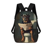 sinyumoney Sac À Dos Imprimé En 3D 17inch Rottweiler Reading Newspaper on Toilet Sac D'école Léger Pour Enfants, Idéal Pour Les Voyages Et Les Cours, Pour Les Collégiens Et Collégiens