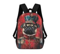 sinyumoney Sac À Dos Imprimé En 3D 17inch Royal Pug Portrait Print Sac D'école Léger Pour Enfants, Idéal Pour Les Voyages Et Les Cours, Pour Les Collégiens Et Collégiens