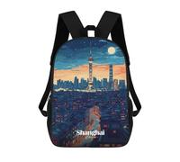 sinyumoney Sac À Dos Imprimé En 3D 17inch Shanghai Skyline Night Sac D'école Léger Pour Enfants, Idéal Pour Les Voyages Et Les Cours, Pour Les Collégiens Et Collégiens
