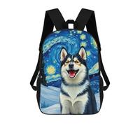 sinyumoney Sac À Dos Imprimé En 3D 17inch Siberian Husky Starry Night Sac D'école Léger Pour Enfants, Idéal Pour Les Voyages Et Les Cours, Pour Les Collégiens Et Collégiens