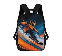 sinyumoney Sac À Dos Imprimé En 3D 17inch Snowboarding Adventure in Orange Sac D'école Léger Pour Enfants, Idéal Pour Les Voyages Et Les Cours, Pour Les Collégiens Et Collégiens