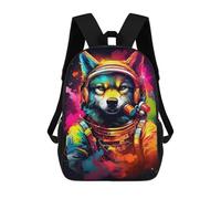 sinyumoney Sac À Dos Imprimé En 3D 17inch Space Wolf Astronaut Art Print-3 Sac D'école Léger Pour Enfants, Idéal Pour Les Voyages Et Les Cours, Pour Les Collégiens Et Collégiens