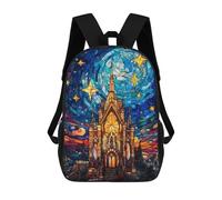 sinyumoney Sac À Dos Imprimé En 3D 17inch Stained Glass Castle Night Sky Sac D'école Léger Pour Enfants, Idéal Pour Les Voyages Et Les Cours, Pour Les Collégiens Et Collégiens