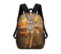 sinyumoney Sac À Dos Imprimé En 3D 17inch Stained Glass Coyote Sac D'école Léger Pour Enfants, Idéal Pour Les Voyages Et Les Cours, Pour Les Collégiens Et Collégiens