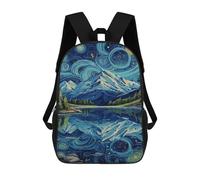 sinyumoney Sac À Dos Imprimé En 3D 17inch Starry Night Mountain Reflections -3 Sac D'école Léger Pour Enfants, Idéal Pour Les Voyages Et Les Cours, Pour Les Collégiens Et Collégiens