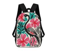 sinyumoney Sac À Dos Imprimé En 3D 17inch Stylized Flamingo with Tropical Floral Background Sac D'école Léger Pour Enfants, Idéal Pour Les Voyages Et Les Cours, Pour Les Collégiens Et Collégiens