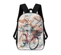 sinyumoney Sac À Dos Imprimé En 3D 17inch Teddy Bears on Bicycle with Flowers Sac D'école Léger Pour Enfants, Idéal Pour Les Voyages Et Les Cours, Pour Les Collégiens Et Collégiens