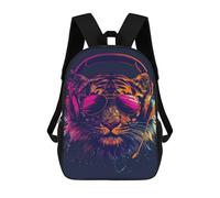 sinyumoney Sac À Dos Imprimé En 3D 17inch Tiger Headphones Sunglasses Art Print Sac D'école Léger Pour Enfants, Idéal Pour Les Voyages Et Les Cours, Pour Les Collégiens Et Collégiens