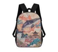 sinyumoney Sac À Dos Imprimé En 3D 17inch Whale in Chinese Landscape Painting Sac D'école Léger Pour Enfants, Idéal Pour Les Voyages Et Les Cours, Pour Les Collégiens Et Collégiens