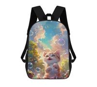 sinyumoney Sac À Dos Imprimé En 3D 17inch Whimsical Kitten Bubbles Garden Sac D'école Léger Pour Enfants, Idéal Pour Les Voyages Et Les Cours, Pour Les Collégiens Et Collégiens