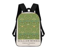 sinyumoney Sac À Dos Imprimé En 3D 17inch William Morris Violet & Columbine Green Sac D'école Léger Pour Enfants, Idéal Pour Les Voyages Et Les Cours, Pour Les Collégiens Et Collégiens