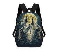 sinyumoney Sac À Dos Imprimé En 3D 17inch Wolf Howl Under Full Moon Sac D'école Léger Pour Enfants, Idéal Pour Les Voyages Et Les Cours, Pour Les Collégiens Et Collégiens