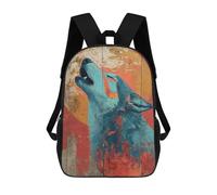 sinyumoney Sac À Dos Imprimé En 3D 17inch Wolf Howling at Moon Art Print-2 Sac D'école Léger Pour Enfants, Idéal Pour Les Voyages Et Les Cours, Pour Les Collégiens Et Collégiens