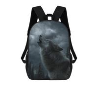 sinyumoney Sac À Dos Imprimé En 3D 17inch Wolf Howling at Moonlight Sac D'école Léger Pour Enfants, Idéal Pour Les Voyages Et Les Cours, Pour Les Collégiens Et Collégiens