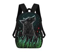 sinyumoney Sac À Dos Imprimé En 3D 17inch Wolf Under The Stars Sac D'école Léger Pour Enfants, Idéal Pour Les Voyages Et Les Cours, Pour Les Collégiens Et Collégiens