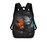 sinyumoney Sac À Dos Imprimé En 3D 17inch Yin Yang Lions Fire Vs Ice Sac D'école Léger Pour Enfants, Idéal Pour Les Voyages Et Les Cours, Pour Les Collégiens Et Collégiens