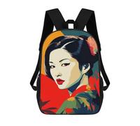 sinyumoney Sac À Dos Imprimé En 3D 17inch Zen Geisha Beauty Sac D'école Léger Pour Enfants, Idéal Pour Les Voyages Et Les Cours, Pour Les Collégiens Et Collégiens