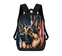 sinyumoney Sac À Dos Imprimé En 3D American Flag German Shepherd Sacs D'école Pour Enfants, Sacs À Livres, Sac À Dos De Voyage Léger, Sac D'école Pour Garçons Et Filles, Élèves Du Collège 17inch